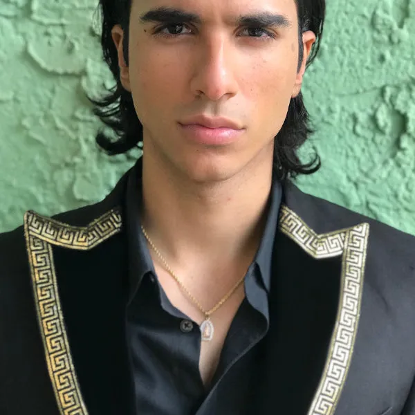 Velvet   Gold  Peak Lapels (black)