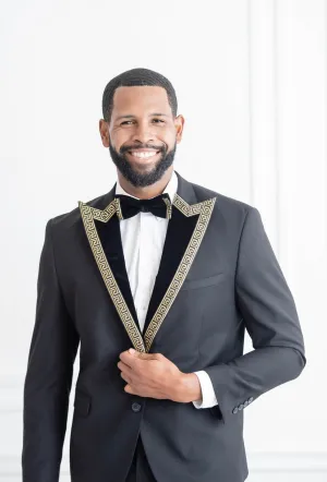Velvet   Gold  Peak Lapels (black)
