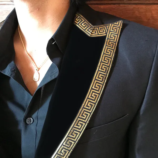 Velvet   Gold  Peak Lapels (black)