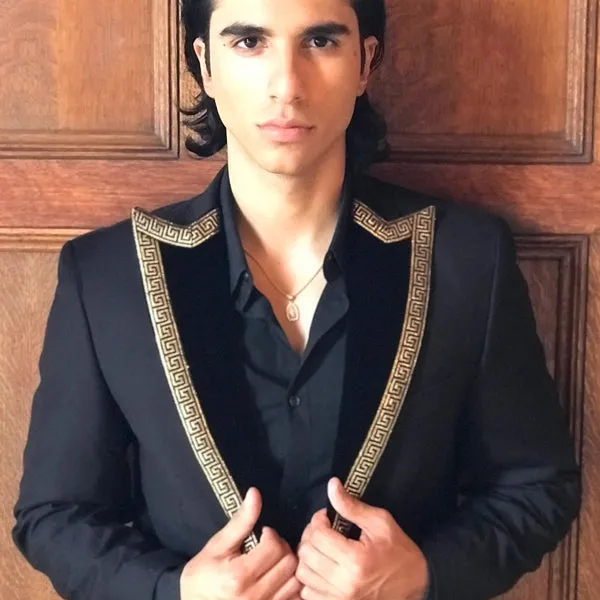 Velvet   Gold  Peak Lapels (black)
