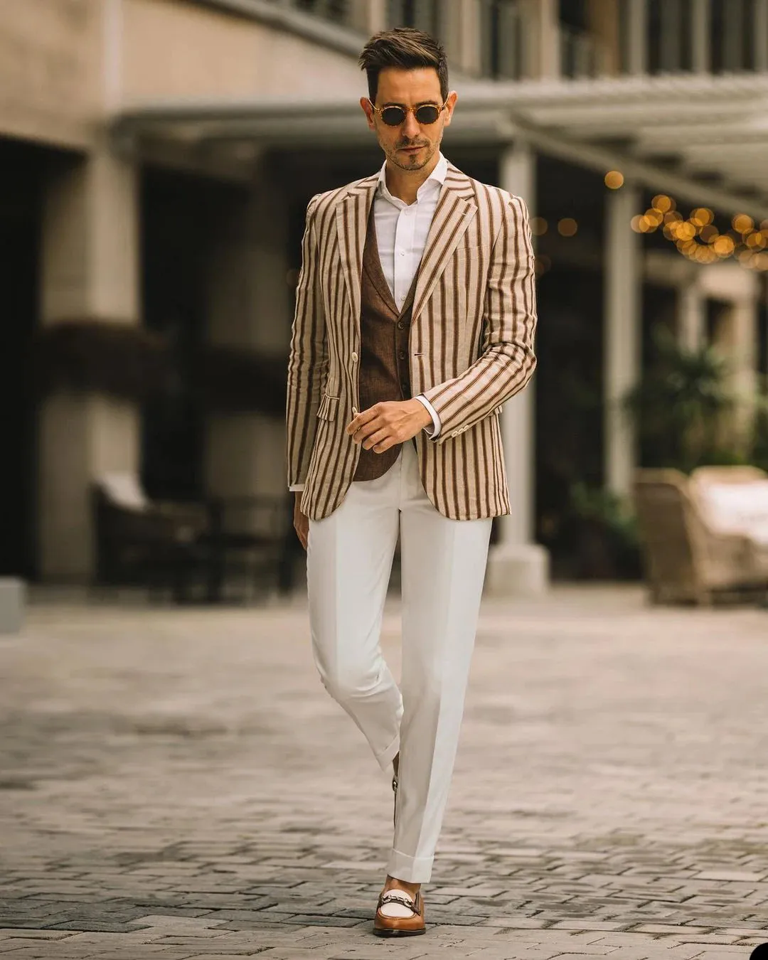 Wiaofellas  -  Brown Modern Men Suit 3 Pieces Blazer Vest Pants Tuxedo Single Breasted Wedding Groom Formal Work Party Causal Tailored