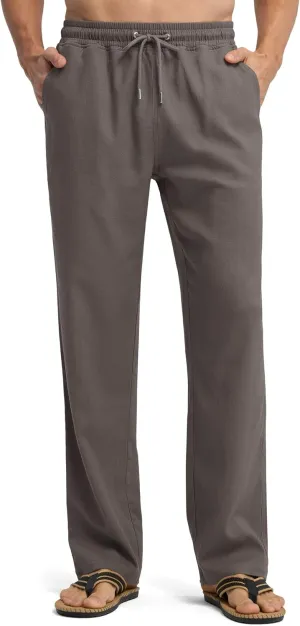 Willit Men's Linen Pants Casual Beach Summer Pants Drawstring Lightweight Yoga Linen Trousers 28" 30"