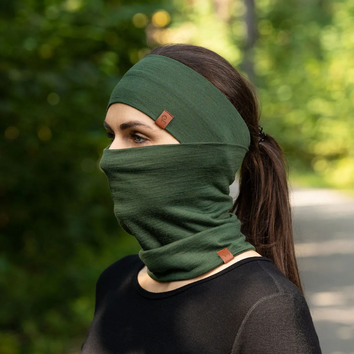 Women's Headband & Gaiter 2-Piece Dark Green