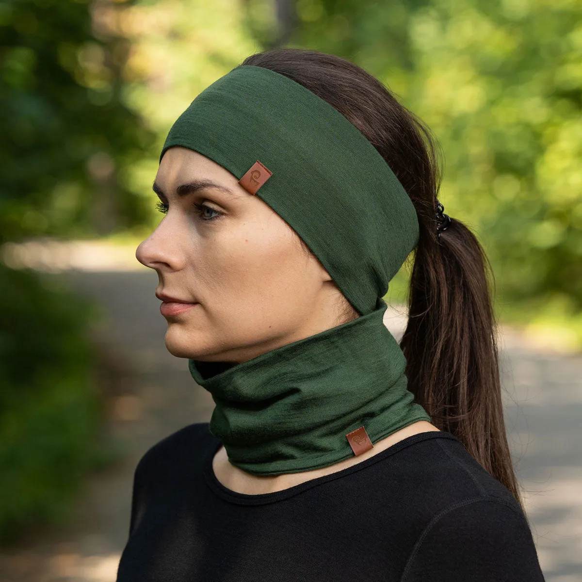Women's Headband & Gaiter 2-Piece Dark Green
