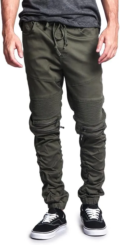Zipper Knee Biker Twill Jogger Pants
