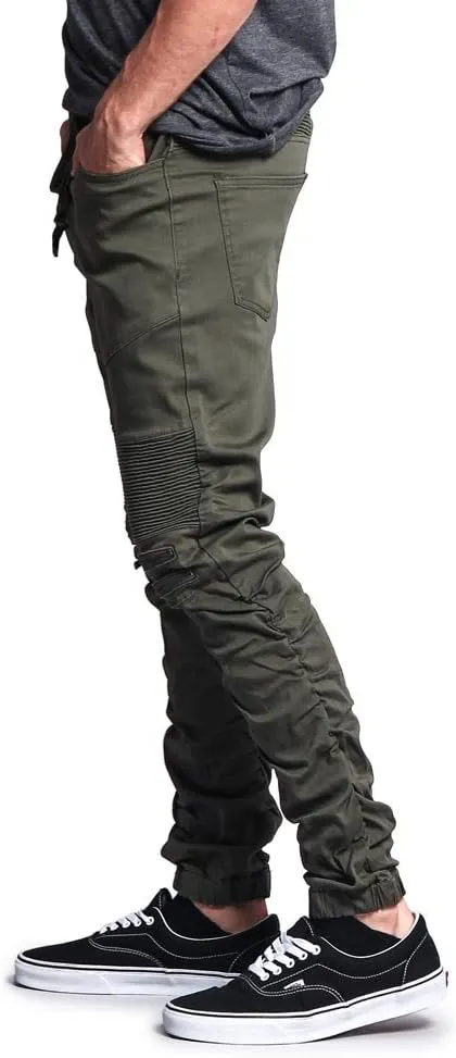 Zipper Knee Biker Twill Jogger Pants