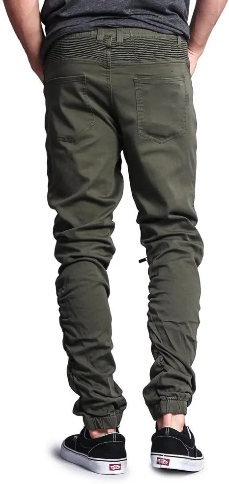Zipper Knee Biker Twill Jogger Pants